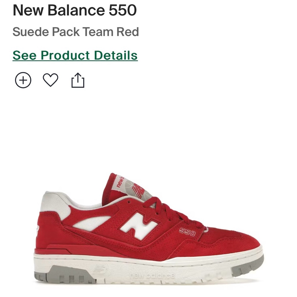 NWT New Balance Suede Pack Team Red shoes